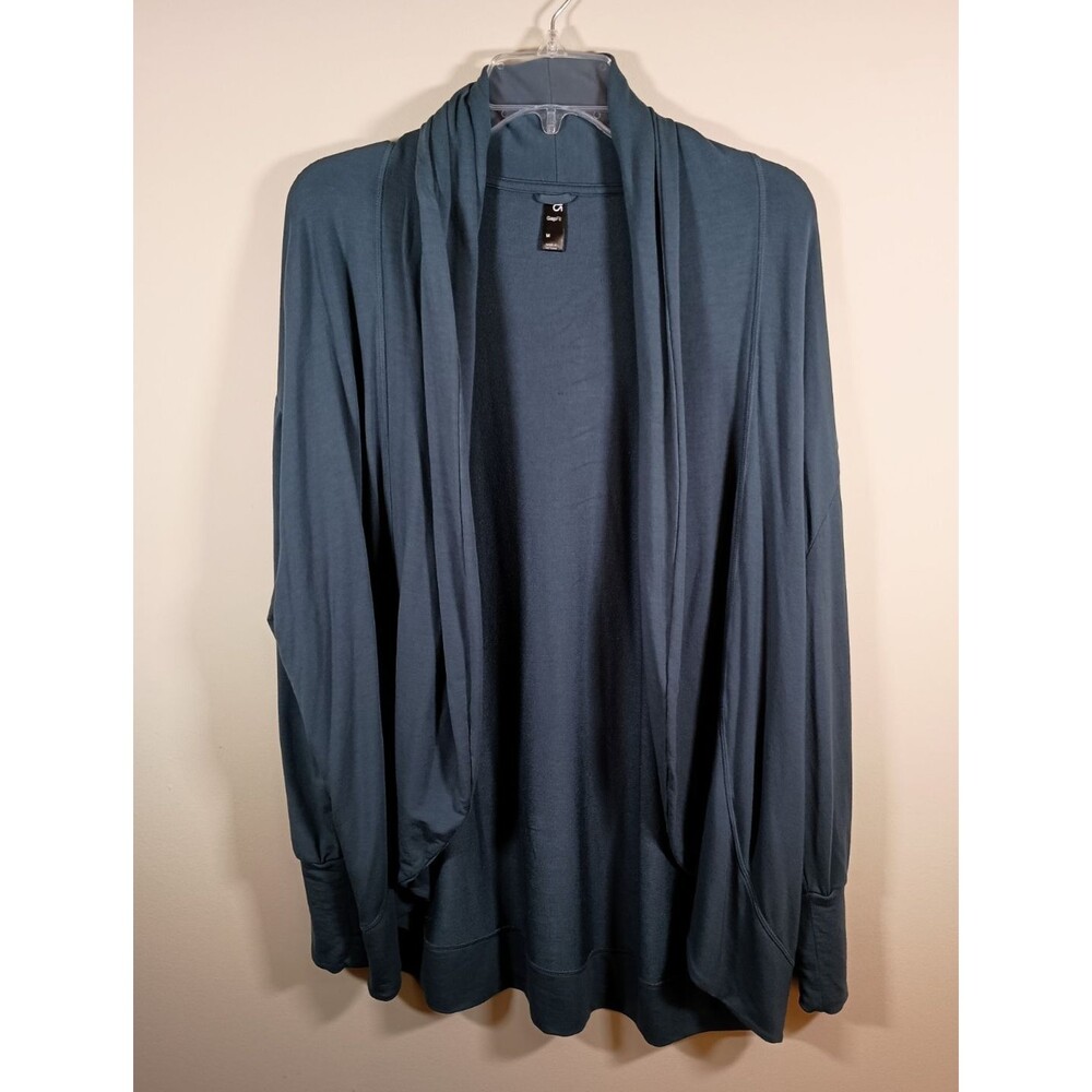 Gap Fit Womens Baby Terry Orion Blue Modal Long Sleeve Open Cardigan Size Medium